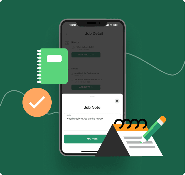Record job notes on the app or web