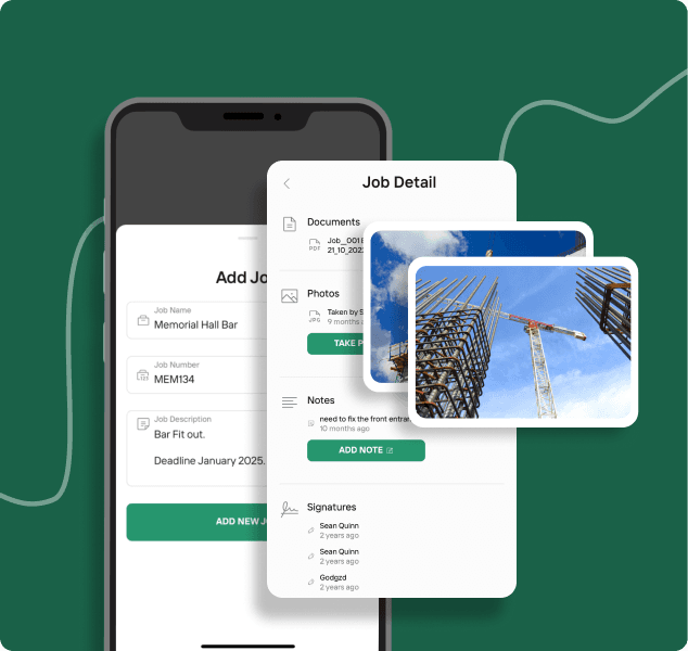 Snap or upload job photos on the app or web