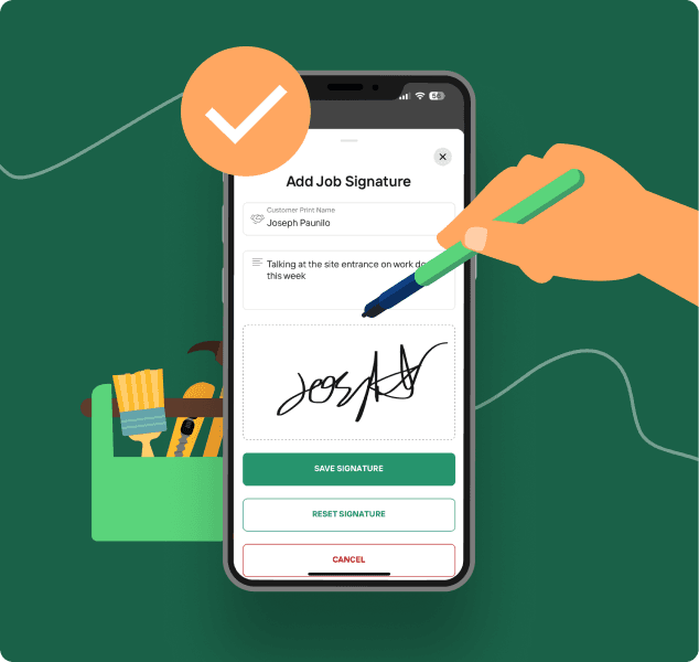 Collect job signatures on the app
