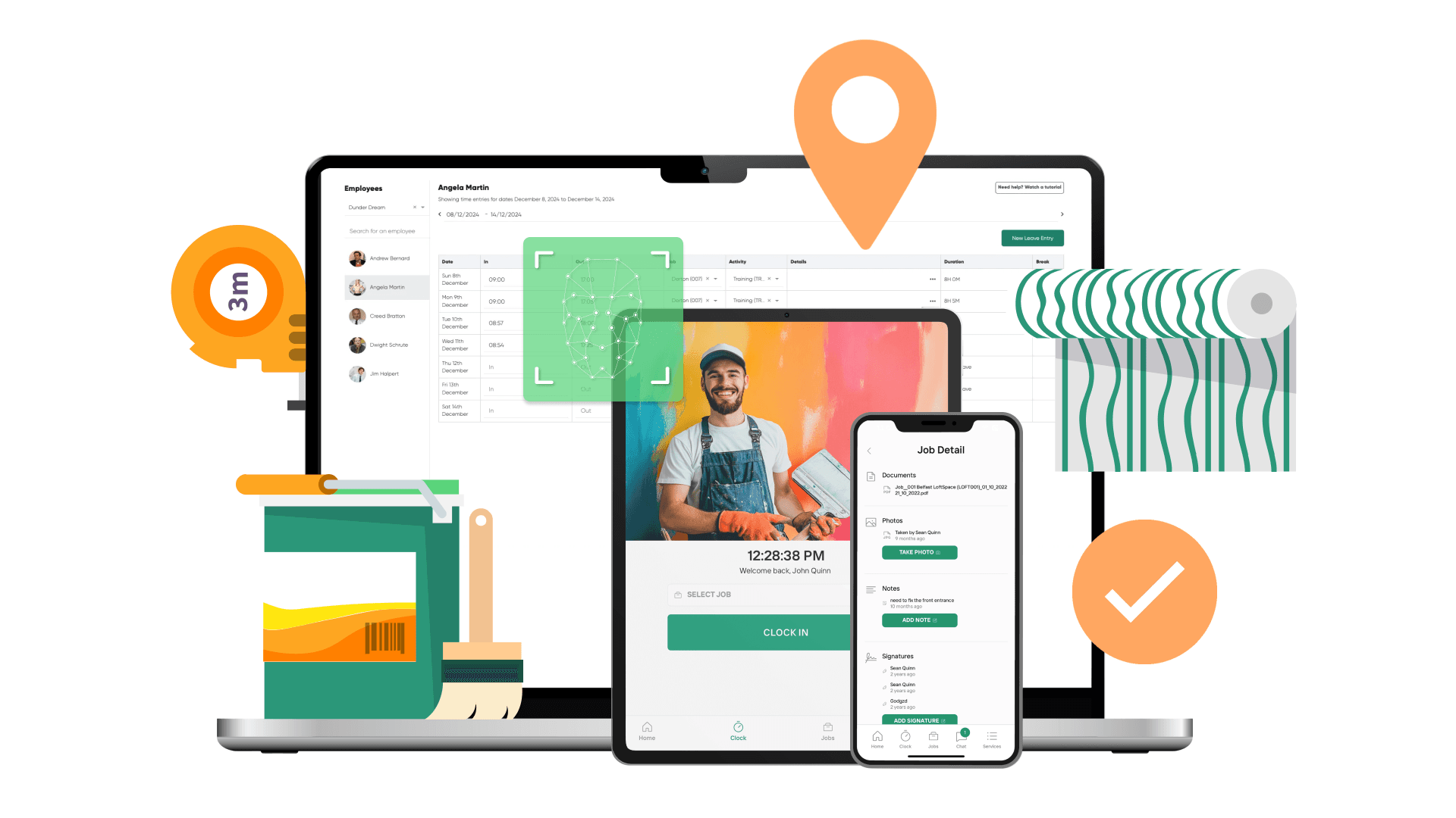 Timesheet App on mobile and tablet for Painting Contractors